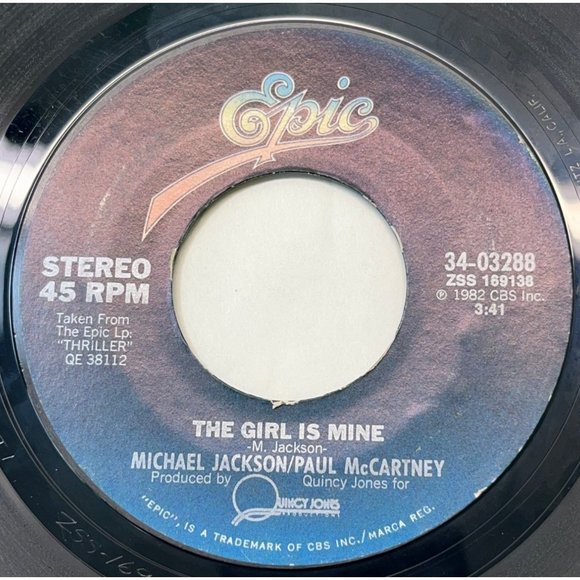 Michael Jackson Paul McCartney Girl is Mine / Can't Get Out of the Rain 45 Pop - Picture 1 of 6